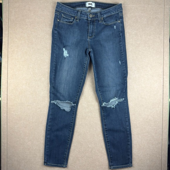 Paige Jeans Women 28 Blue‎ Verdugo Ankle Skinny Hallie Low Rise Ripped USA Made - Picture 1 of 12